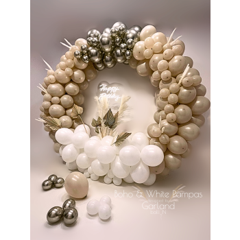 "Boho and White Pampas Garland" designed by ball-ON Boho Ścianka Dekoracyjna z Balonów